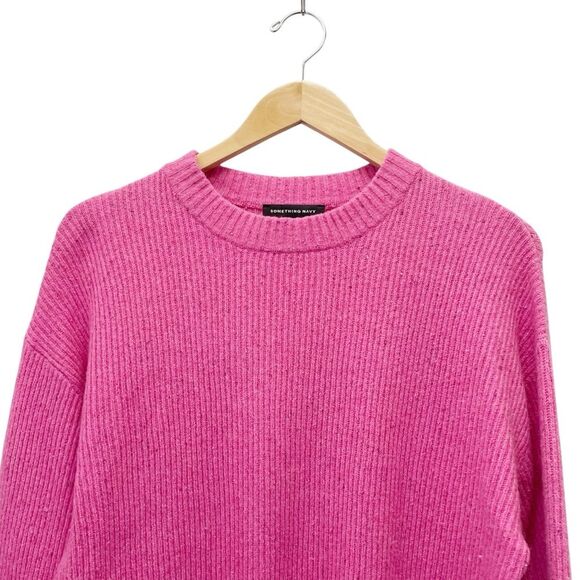 NWT Something Navy Oversized Flecked Crewneck Sweater in Pink Shock Size XS NEW - Picture 8 of 15